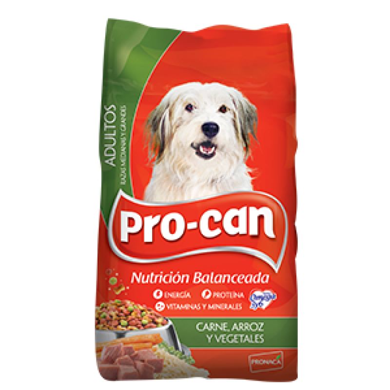 PRO CAN ADULTOS RAZAS MEDIANAS Y GRANDES CARNE ARROZ Y VEGETALES