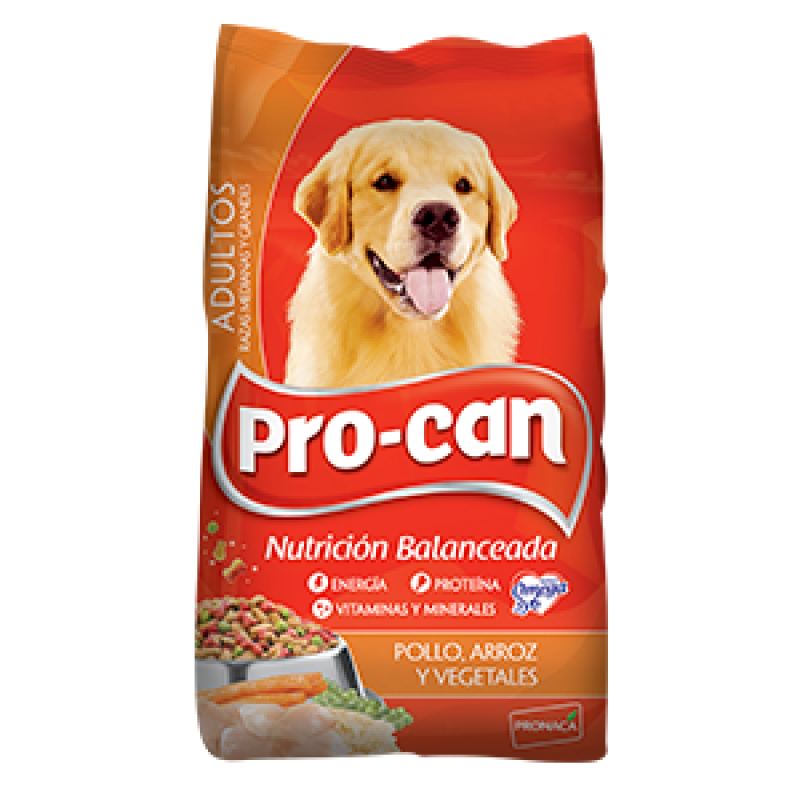 PRO CAN ADULTOS RAZAS MEDIANAS Y GRANDES POLLO ARROZ Y VEGETALES